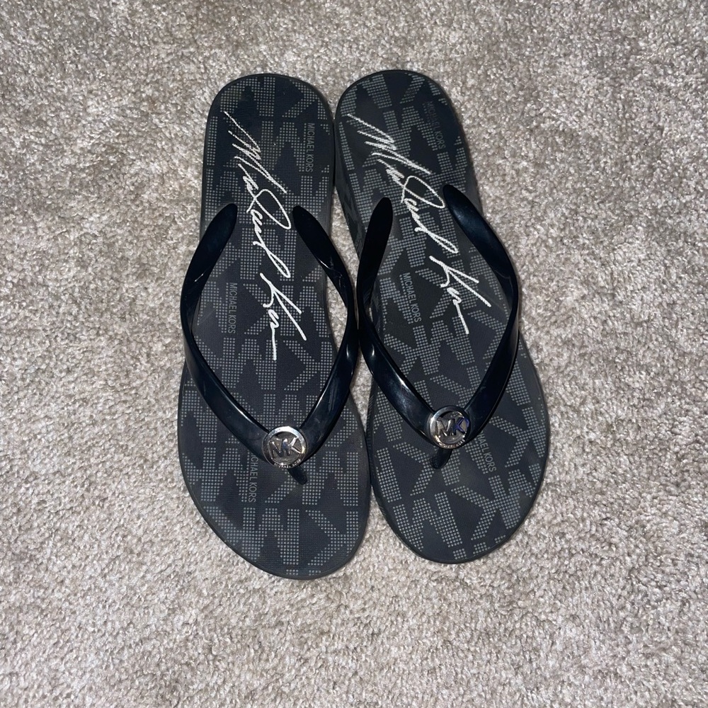 MK black wedge sandals